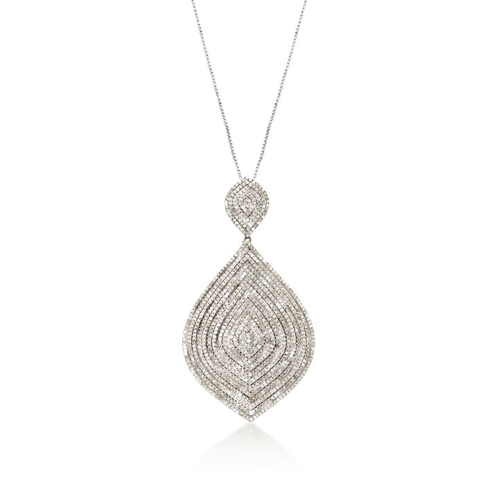 3.00 ct. t.w. Diamond Drop Pendant Necklace in Sterling Silver