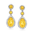 5.80 ct. t.w. Citrine and .70 ct. t.w. White Topaz Drop Earrings in Sterling Silver