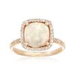 Opal and .23 ct. t.w. Diamond Ring in 14kt Yellow Gold