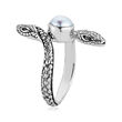 Cultured Pearl Snake Bypass Ring in Sterling Silver