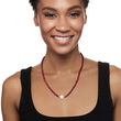 11.5-12.5mm Cultured Pearl and 75.00 ct. t.w. Ruby Bead Necklace with 14kt Yellow Gold 18-inch
