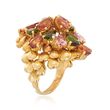 C. 1980 Vintage 3.45 ct. t.w. Multicolored Tourmaline and 3.20 ct. t.w. Cittrine Ring in 18kt Yellow Gold