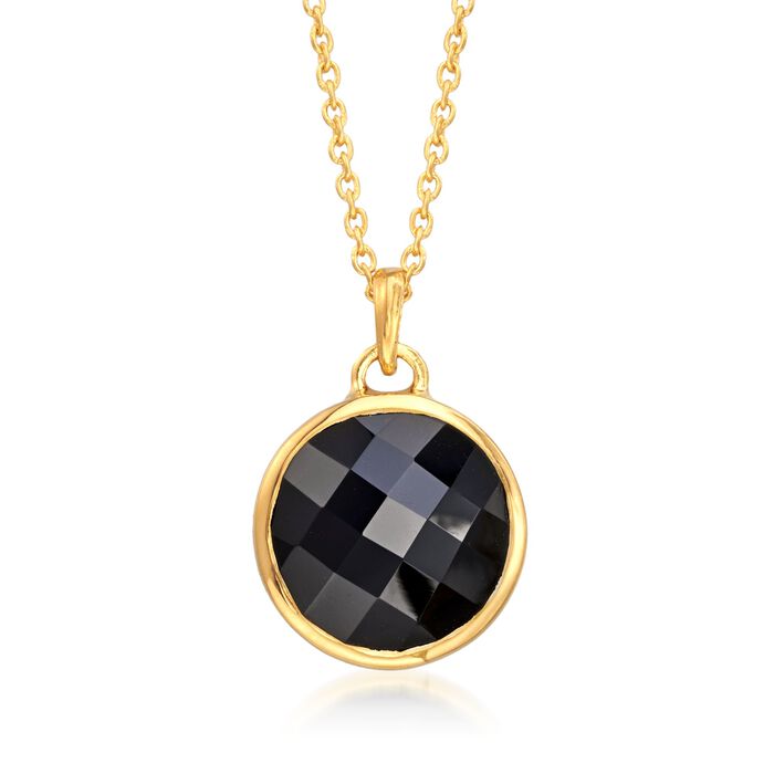 Black Onyx Pendant Necklace in 18kt Yellow Gold Over Sterling Silver
