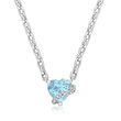 .90 Carat Sky Blue Topaz Heart Necklace with Diamond Accents in Sterling Silver