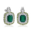Green Chalcedony and 1.60 ct. t.w. Peridot Drop Earrings with .70 ct. t.w. White Topaz in Sterling Silver