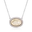 .20 ct. t.w. CZ Textured Oval Necklace in Two-Tone Sterling Silver