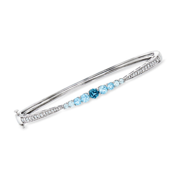 1.60 ct. t.w. Tonal Blue and White Topaz Bangle Bracelet in Sterling Silver