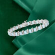 9.50 ct. t.w. Aquamarine Tennis Bracelet with Diamond Accents in Sterling Silver