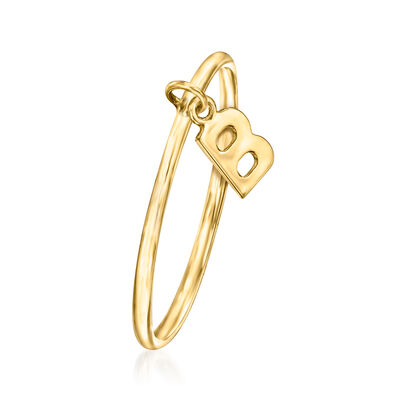 14kt Yellow Gold &quot;B&quot; Initial Charm Ring