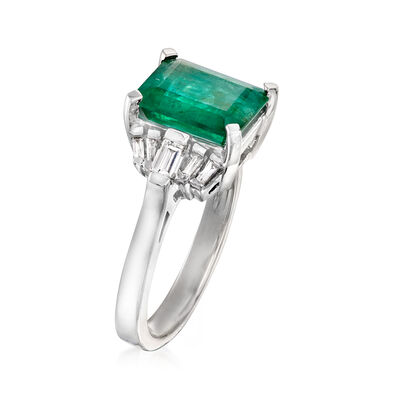 3.80 Carat Emerald and .37 ct. t.w. Diamond Ring in 14kt White Gold