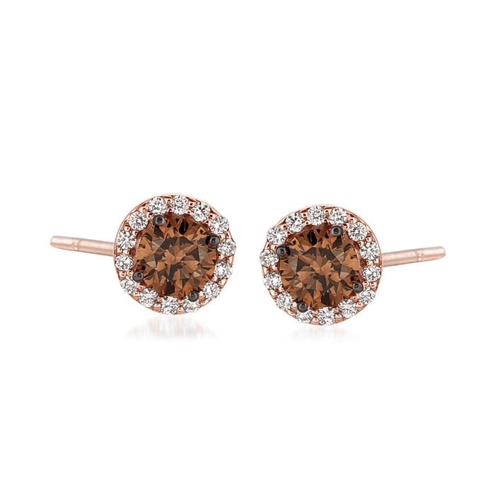 Le Vian &quot;Red Carpet&quot; .90 ct. t.w. Chocolate Diamond Earrings with .24 ct. t.w. Vanilla Diamonds in 14kt Strawberry Gold