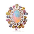 Opal and 5.00 ct. t.w. Multicolored Sapphire Ring with .95 ct. t.w. Diamonds in 18kt Rose Gold