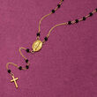 Italian Onyx Bead Rosary Necklace in 18kt Yellow Gold