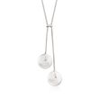 14mm Cultured Coin Pearl Lariat Necklace in Sterling Silver