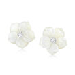 Italian Mother-of-Pearl and .40 ct. t.w. CZ Flower Earrings in Sterling Silver