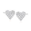 .13 ct. t.w. Pave Diamond Heart Earrings in 14kt White Gold