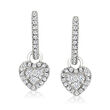 .50 ct. t.w. Diamond Removable Heart Huggie Hoop Drop Earrings in 14kt White Gold