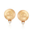 Mikimoto 10mm A+ Golden South Sea Pearl and .20 ct. t.w. Diamond Earrings in 18kt Yellow Gold
