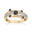 .40 ct. t.w. Sapphire Bezel-Set Ring with Diamond Accents in 14kt Yellow Gold