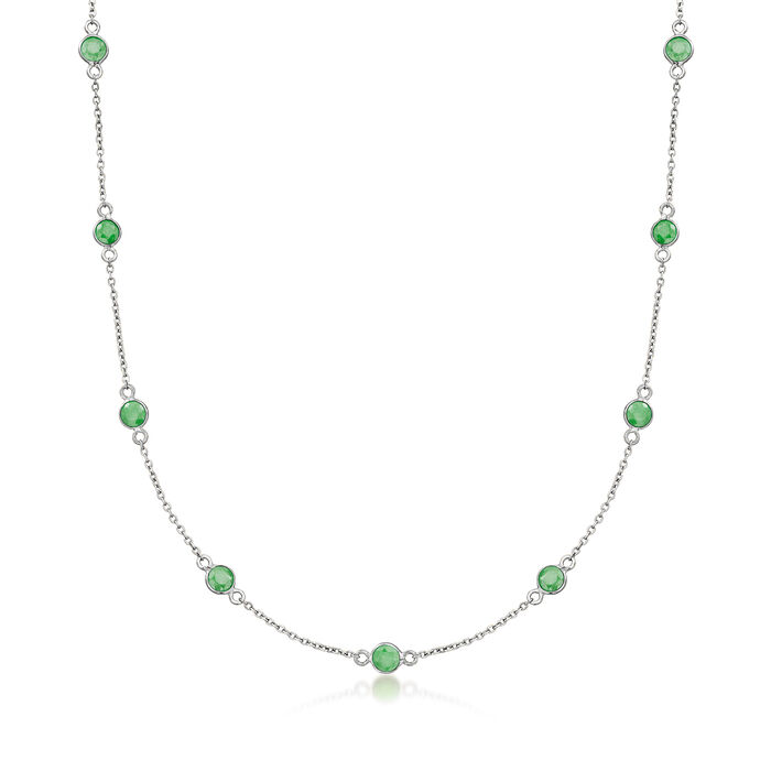 2.20 ct. t.w. Emerald Station Necklace in Sterling Silver
