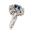 C. 1970 Vintage 1.50 Carat Sapphire and .75 ct. t.w. Diamond Ring in 14kt White Gold