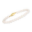 5-5.5mm Cultured Akoya Pearl Bracelet with 18kt Yellow Gold