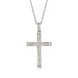 .14 ct. t.w. Diamond Double-Row Cross Pendant Necklace in Sterling Silver