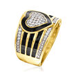 .20 ct. t.w. Diamond Heart Ring with Black Enamel in 18kt Gold Over Sterling