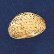 22kt Yellow Gold Diamond-Cut and Polished Dome Ring