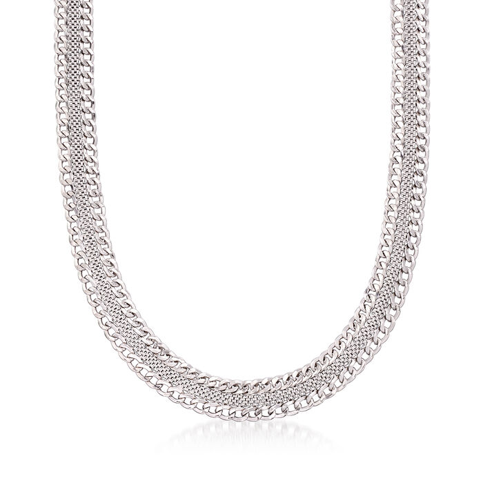 Italian Sterling Silver Curb-Link Mesh Necklace