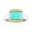 Judith Ripka &quot;Eternity&quot; Amazonite Ring in Sterling Silver with 18kt Yellow Gold