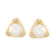 C. 1980 Vintage 14mm Cultured Mabe Pearl and .35 ct. t.w. Diamond Earrings in 14kt Yellow Gold