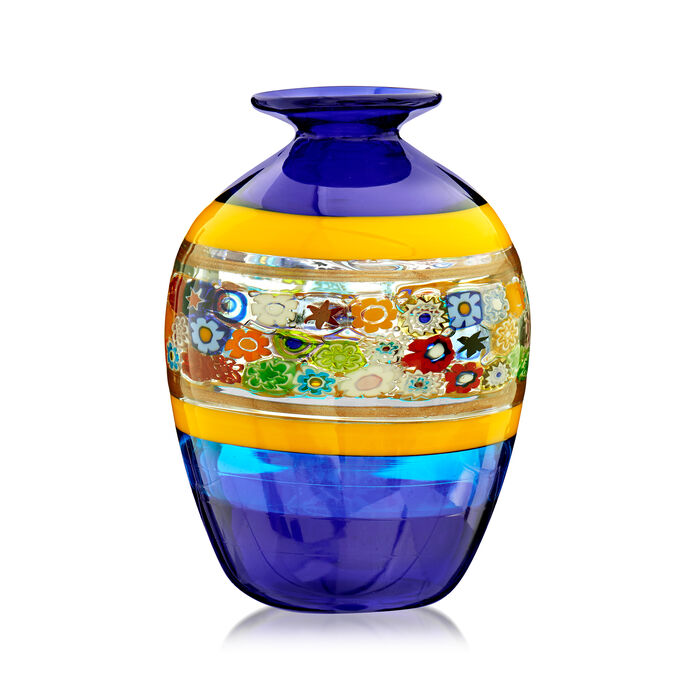 Italian Blue Murano Glass Vase from Italy