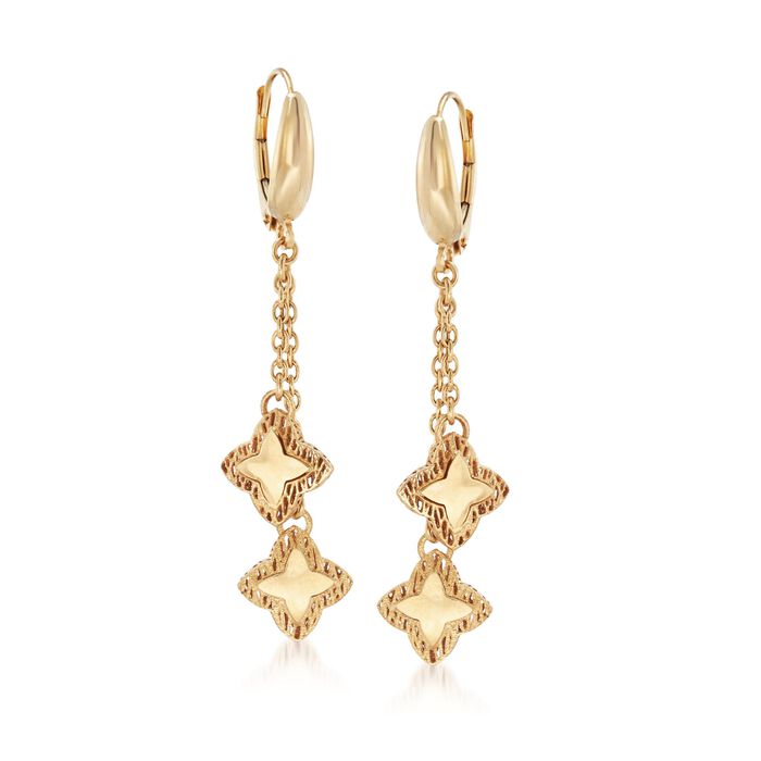Italian 18kt Yellow Gold Star and Chain Drop Earrings