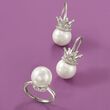 12mm Shell Pearl and .70 ct. t.w. White Topaz Crown Drop Earrings in Sterling Silver