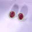 3.20 ct. t.w. Ruby and .51 ct. t.w. Diamond Earrings in 18kt Yellow Gold