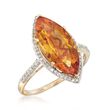 4.40 Carat Marquise Citrine and .22 ct. t.w. Diamond Ring in 14kt Yellow Gold