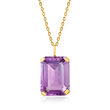 10.00 Carat Amethyst Pendant Necklace in 14kt Yellow Gold