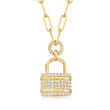 .50 ct. t.w. Diamond Lock Paper Clip Link Necklace in 14kt Yellow Gold