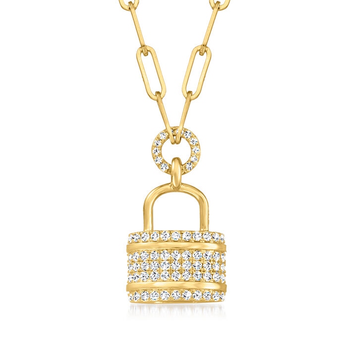 .50 ct. t.w. Diamond Lock Paper Clip Link Necklace in 14kt Yellow Gold