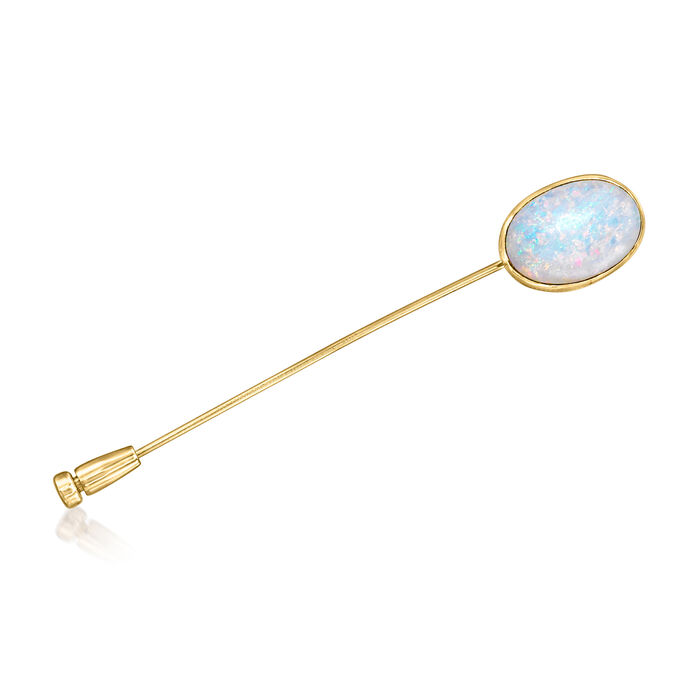 C. 1950 Vintage Opal Stick Pin in 14kt Yellow Gold