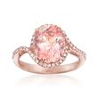 3.10 Carat Morganite and .25 ct. t.w. Diamond Ring in 14kt Rose Gold