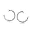 ALOR &quot;Classique&quot; Gray Stainless Steel Hoop Earrings with Diamond Accents and 18kt White Gold