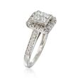 C. 1990 Vintage 1.15 ct. t.w. Princess-Cut and Round Diamond Ring in 14kt White Gold