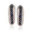Phillip Gavriel &quot;Woven&quot; .70 ct. t.w. Black Sapphire Hoop Earrings in Sterling Silver