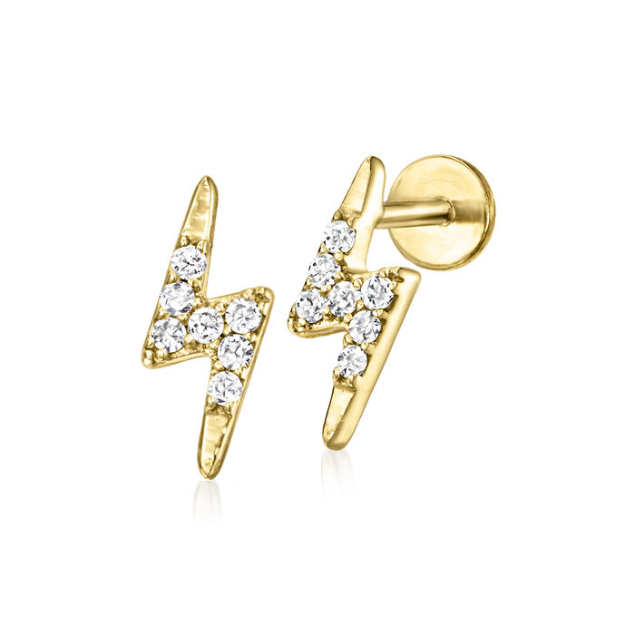 .10 ct. t.w. Diamond Lightning Bolt Flat-Back Stud Earrings in 14kt Yellow Gold