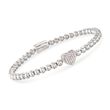 Diamond Heart Bracelet with Sterling Silver Beads