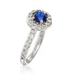 C. 1990 Vintage 1.50 Carat Sapphire and And .80 ct. t.w. Diamond Halo Ring in 14kt White Gold