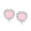 Pink Opal and 3.50 ct. t.w. White Topaz Heart Earrings in Sterling Silver