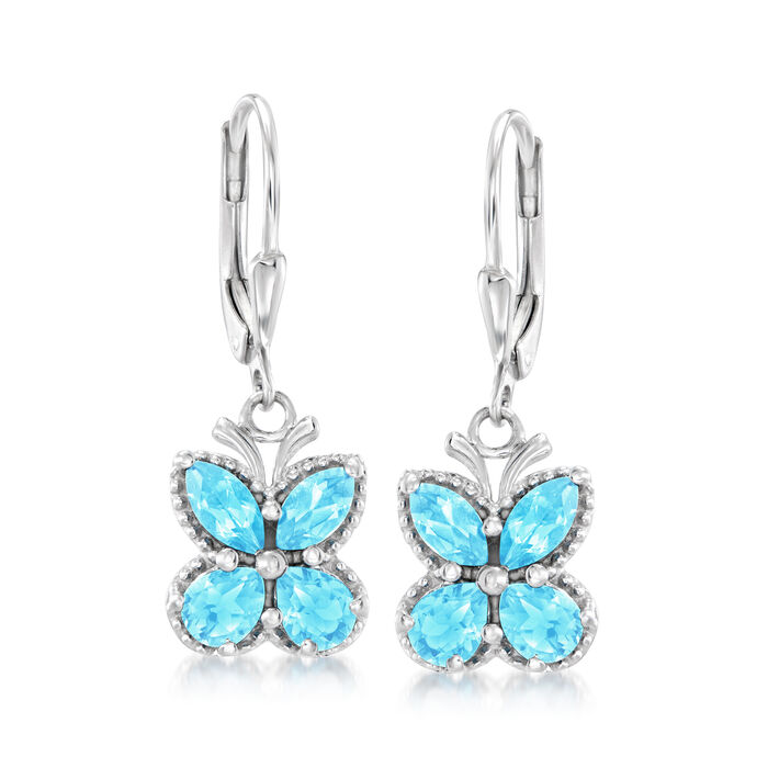 2.40 ct. t.w. Sky Blue Topaz Butterfly Drop Earrings in Sterling Silver